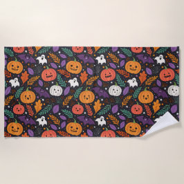 かわいいハロウィンマジックパターン ビーチタオル