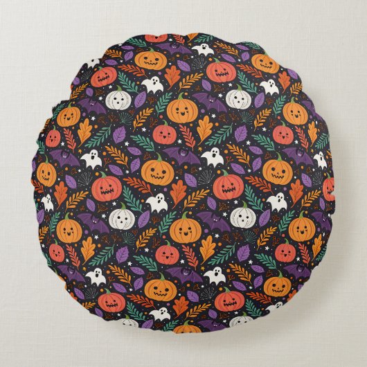 かわいいハロウィンマジックパターン ラウンドクッション (正面)