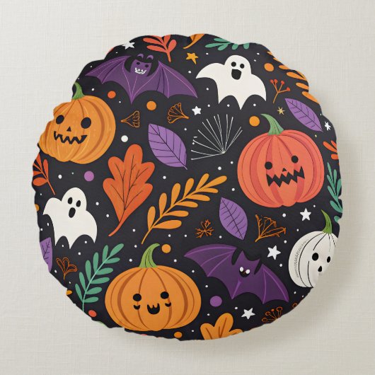 かわいいハロウィンマジックパターン ラウンドクッション (正面)
