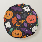 かわいいハロウィンマジックパターン ラウンドクッション (裏面)