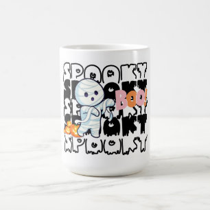 かわいいハロウィンミイラ不気味マグ – "ブー!" コーヒーマグカップ