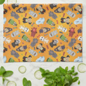 かわいいハロウィンモンスターズのパターン キッチンタオル (折り畳み)