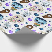 かわいいハロウィンモンスターズのパターン ラッピングペーパー (角)