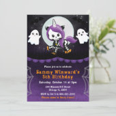 かわいいハロウィンユニコーンと幽霊誕生日パーティー 招待状 (スタンド正面)