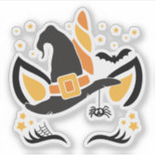 かわいいハロウィンユニコーン魔女ハットシール シール (正面)