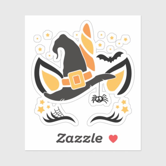 かわいいハロウィンユニコーン魔女ハットシール シール (シート)