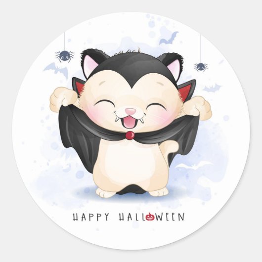 かわいいハロウィンヴァンパイア ラウンドシール (正面)