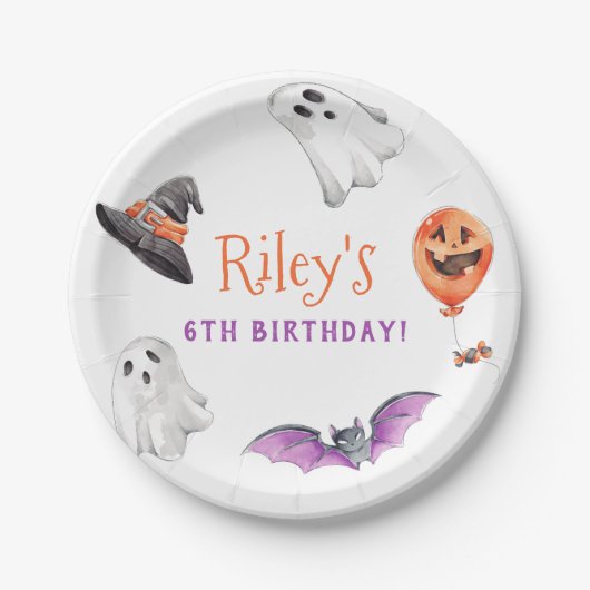 かわいいハロウィン不気味の誕生日パーティーを開こう ペーパープレート (正面)