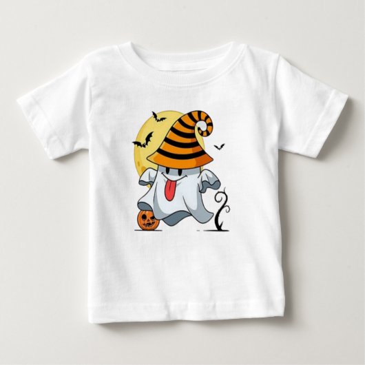 かわいいハロウィン不気味カボチャこうもりクリップアート ベビーTシャツ (正面)