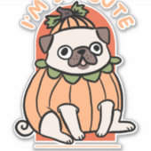 かわいいハロウィン不気味ドッグパグ シール (正面)