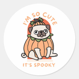 かわいいハロウィン不気味ドッグパグ ラウンドシール