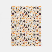 かわいいハロウィン不気味幽霊幽霊たち、カボチャ フリースブランケット (正面)