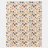 かわいいハロウィン不気味幽霊幽霊たち、カボチャ フリースブランケット (正面)