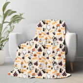 かわいいハロウィン不気味幽霊幽霊たち、カボチャ フリースブランケット