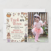 かわいいハロウィン不気味幽霊3rd誕生日フォト 招待状 (正面)