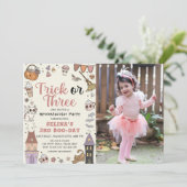 かわいいハロウィン不気味幽霊3rd誕生日フォト 招待状 (スタンド正面)