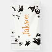 かわいいハロウィン名前バナー - スプーキー 横断幕 (縦)