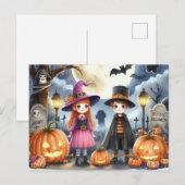 かわいいハロウィン子供水彩画 ポストカード (正面/裏面)
