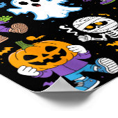 かわいいハロウィン子供漫画幽霊ゾンビ吸血鬼 ポスター (角)