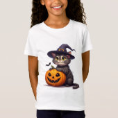 かわいいハロウィン子猫と魔女の帽子 🎃 Tシャツ (正面)