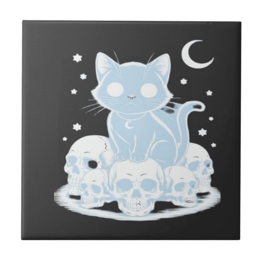 かわいいハロウィン子猫ゴシックエッセンシャル タイル (正面)