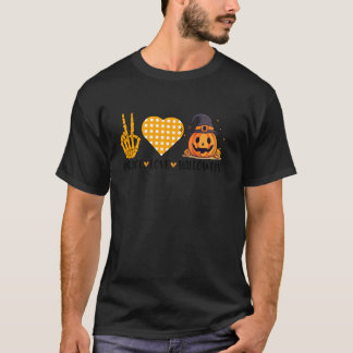 かわいいハロウィン平和愛グノーム秋の女の子キッズ Tシャツ