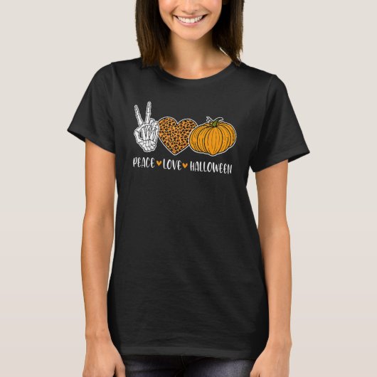 かわいいハロウィン平和愛グノーム秋の女の子 Tシャツ (正面)
