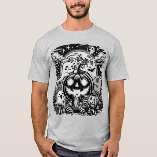 かわいいハロウィン幽霊とカボチャTシャツ Tシャツ