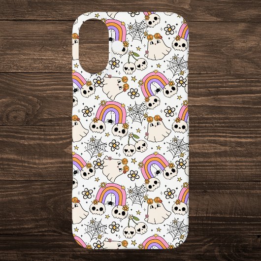 かわいいハロウィン幽霊とスカルパターン Case-Mate iPhoneケース
