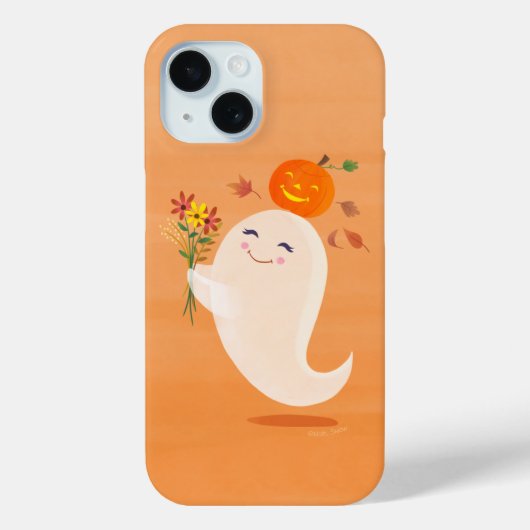 かわいいハロウィン幽霊と花 Case-Mate iPhoneケース (裏面)