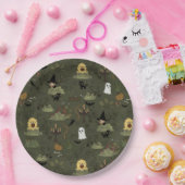 かわいいハロウィン幽霊のよく出るの森のパターン ペーパープレート (パーティー)