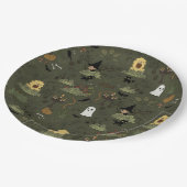 かわいいハロウィン幽霊のよく出るの森のパターン ペーパープレート (アングル)