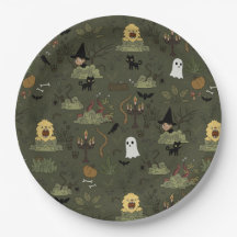 かわいいハロウィン幽霊のよく出るの森のパターン