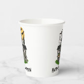 かわいいハロウィン幽霊のよく出るハウスと小さな魔女 紙コップ (左)