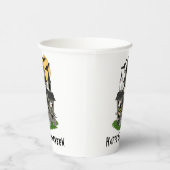 かわいいハロウィン幽霊のよく出るハウスと小さな魔女 紙コップ (右)