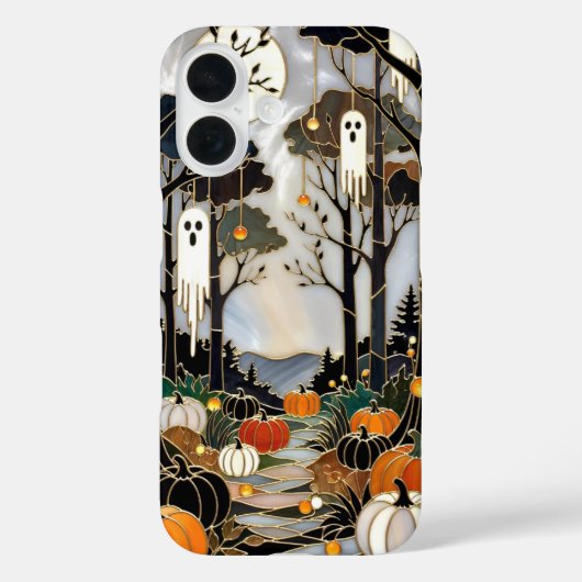 かわいいハロウィン携帯ケース 幽霊 かぼちゃ 森林 Case-Mate iPhoneケース (裏面)