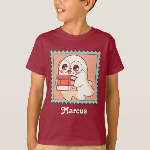 かわいいハロウィン本好きな幽霊子供服 Tシャツ