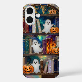 かわいいハロウィン本棚スマホケース 幽霊 カボチャ iPhone 16ケース