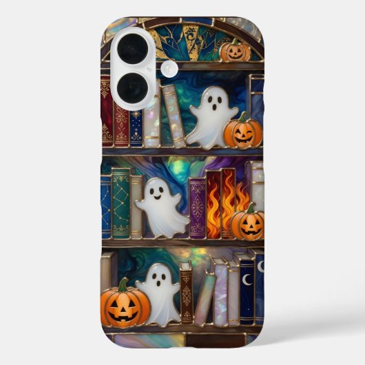 かわいいハロウィン本棚スマホケース 幽霊 カボチャ Case-Mate iPhoneケース (裏面)
