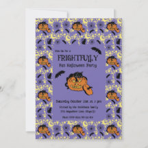 かわいいハロウィン猫とこうもりとスター招待状