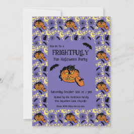 かわいいハロウィン猫とこうもりとスター招待状 招待状