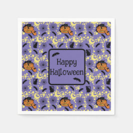 かわいいハロウィン猫とこうもり、スター スタンダードカクテルナプキン