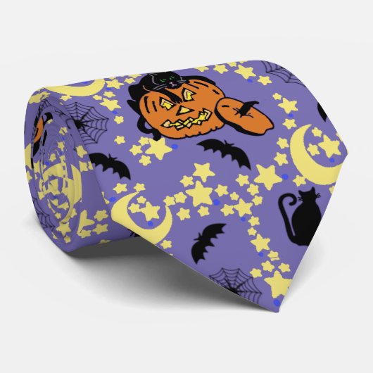 かわいいハロウィン猫とこうもり、スター ネクタイ (ロール)