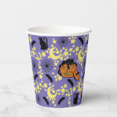 かわいいハロウィン猫とこうもり、スター 紙コップ (裏面)