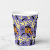 かわいいハロウィン猫とこうもり、スター 紙コップ (右)