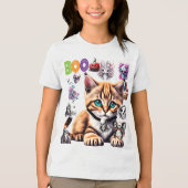 かわいいハロウィン猫とスカル トライブレンドTシャツ (正面)