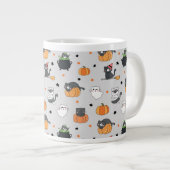 かわいいハロウィン猫と幽霊柄 ジャンボコーヒーマグカップ (正面右)