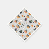 かわいいハロウィン猫と幽霊柄 スタンダードカクテルナプキン (角)