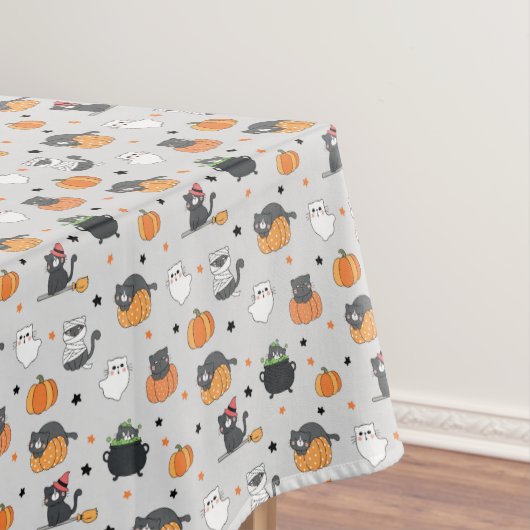かわいいハロウィン猫と幽霊柄 テーブルクロス (インサイチュ)