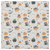 かわいいハロウィン猫と幽霊柄 ファブリック (見本)